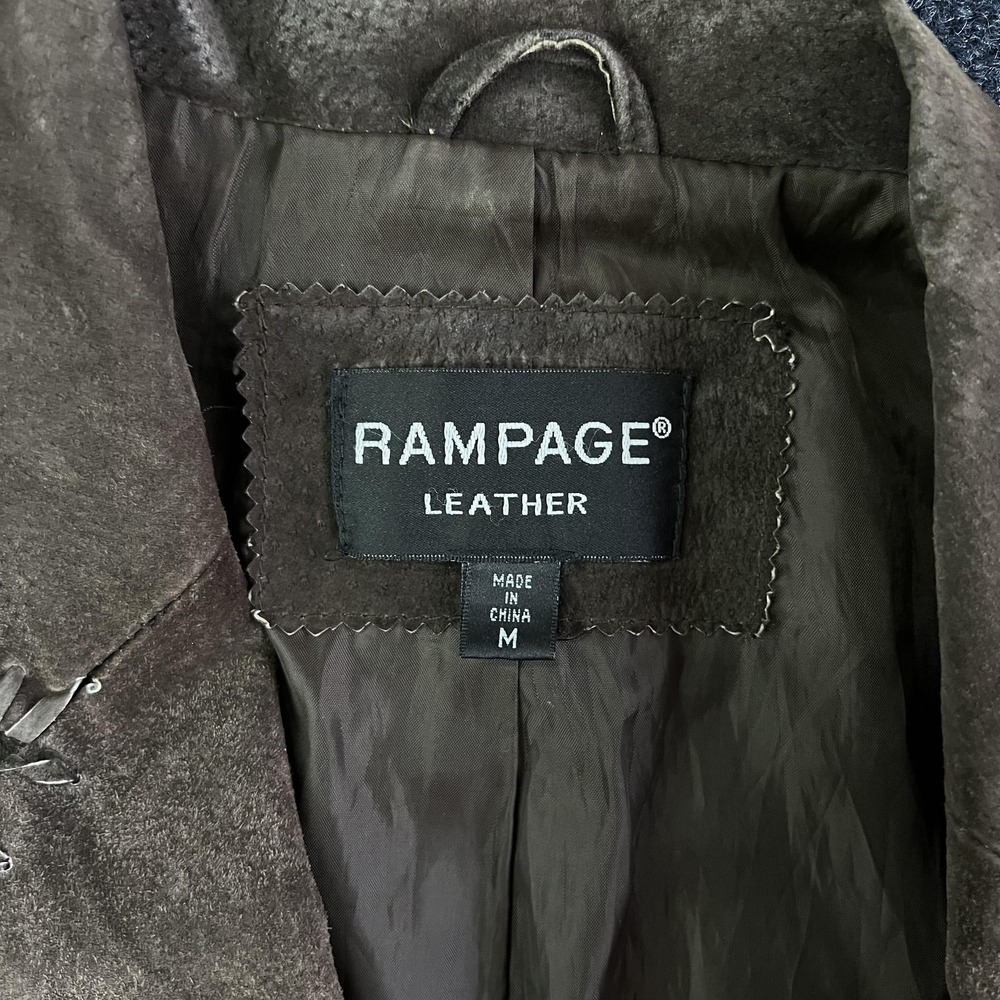 Rampage Leather Jacket Womens Medium Brown Suede Blazer Whipstitch Trim Boho - Picture 2 of 9